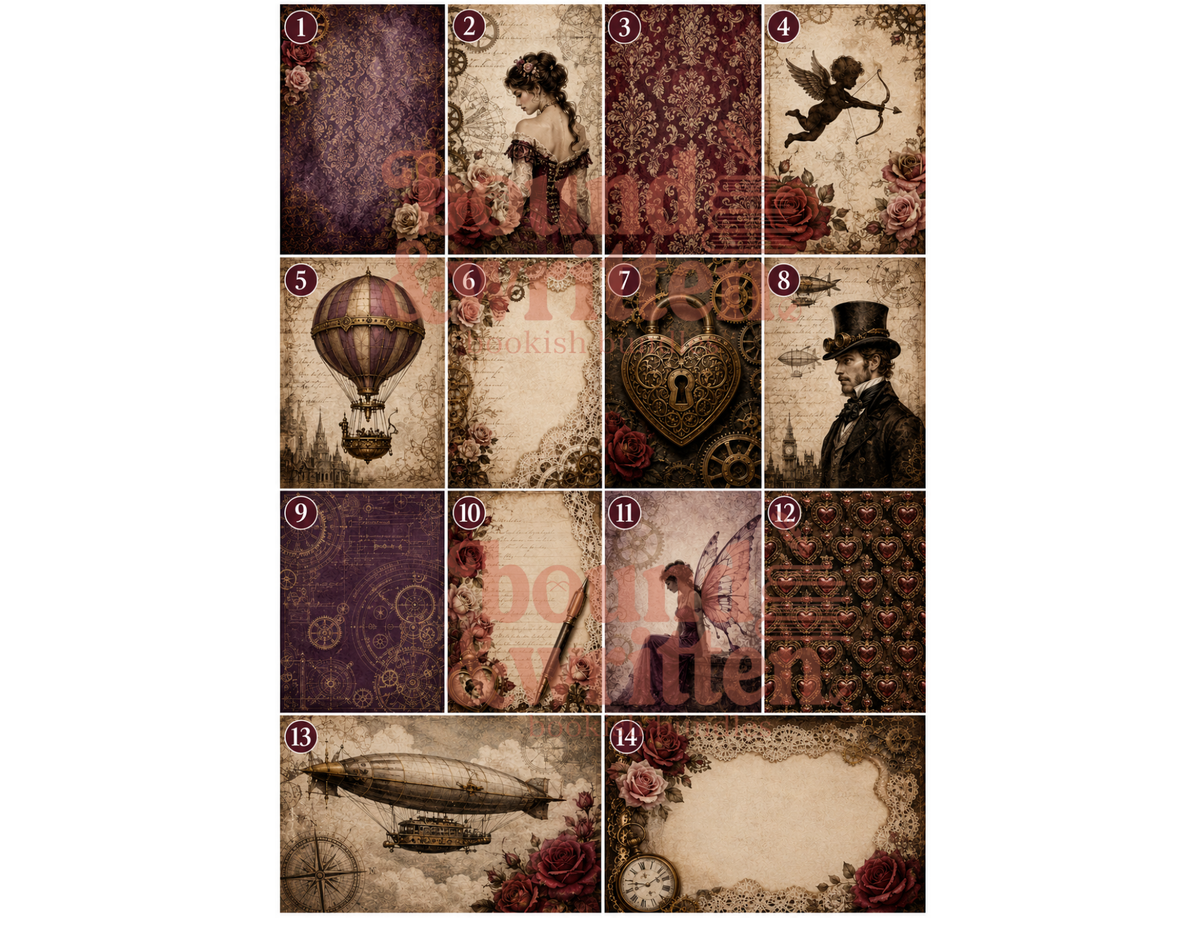 Victorian Industrial Romance Themed Paper Pack