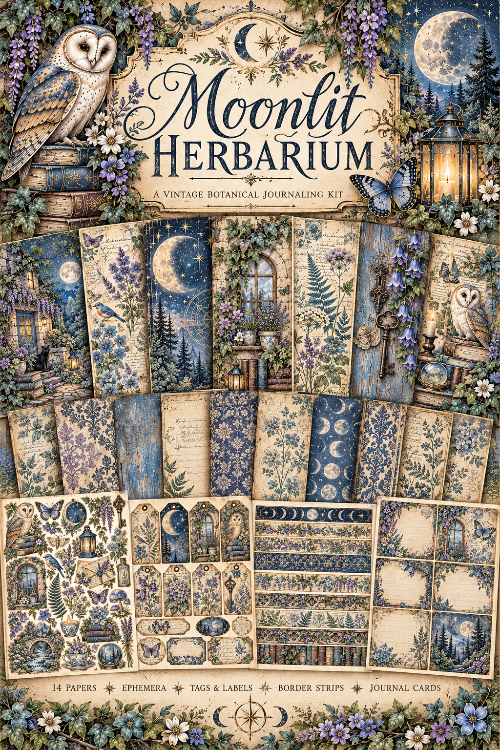 Moonlit Herbarium Themed Paper Pack