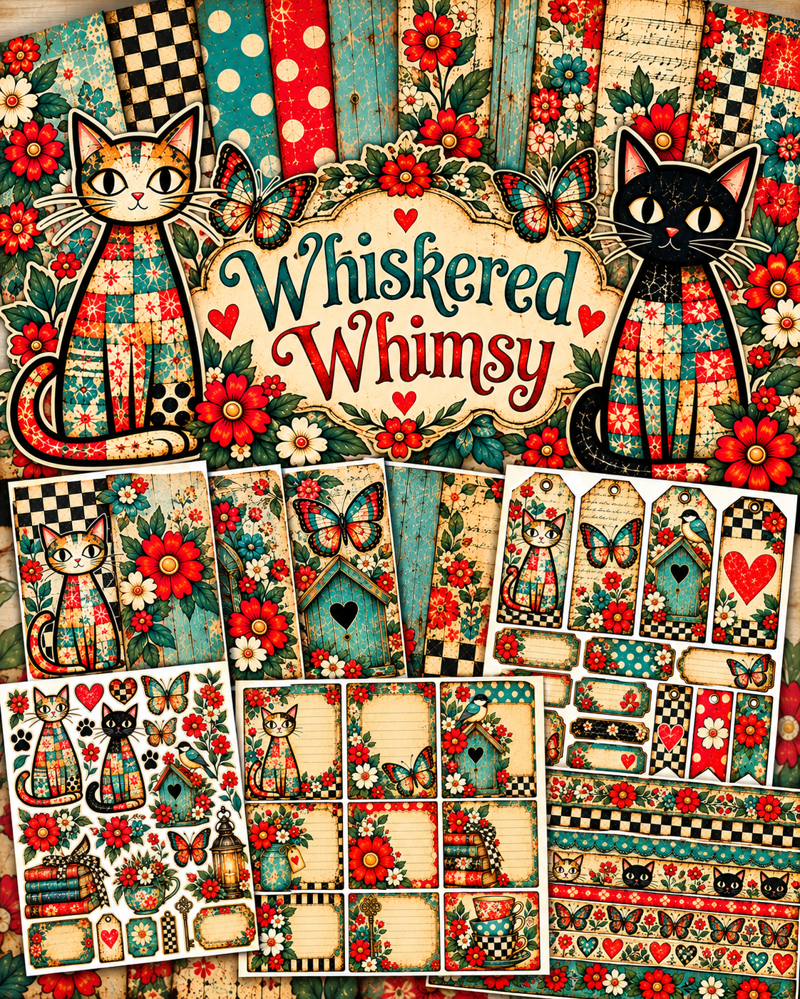 Whiskered Whimsy Themed Paper Pack