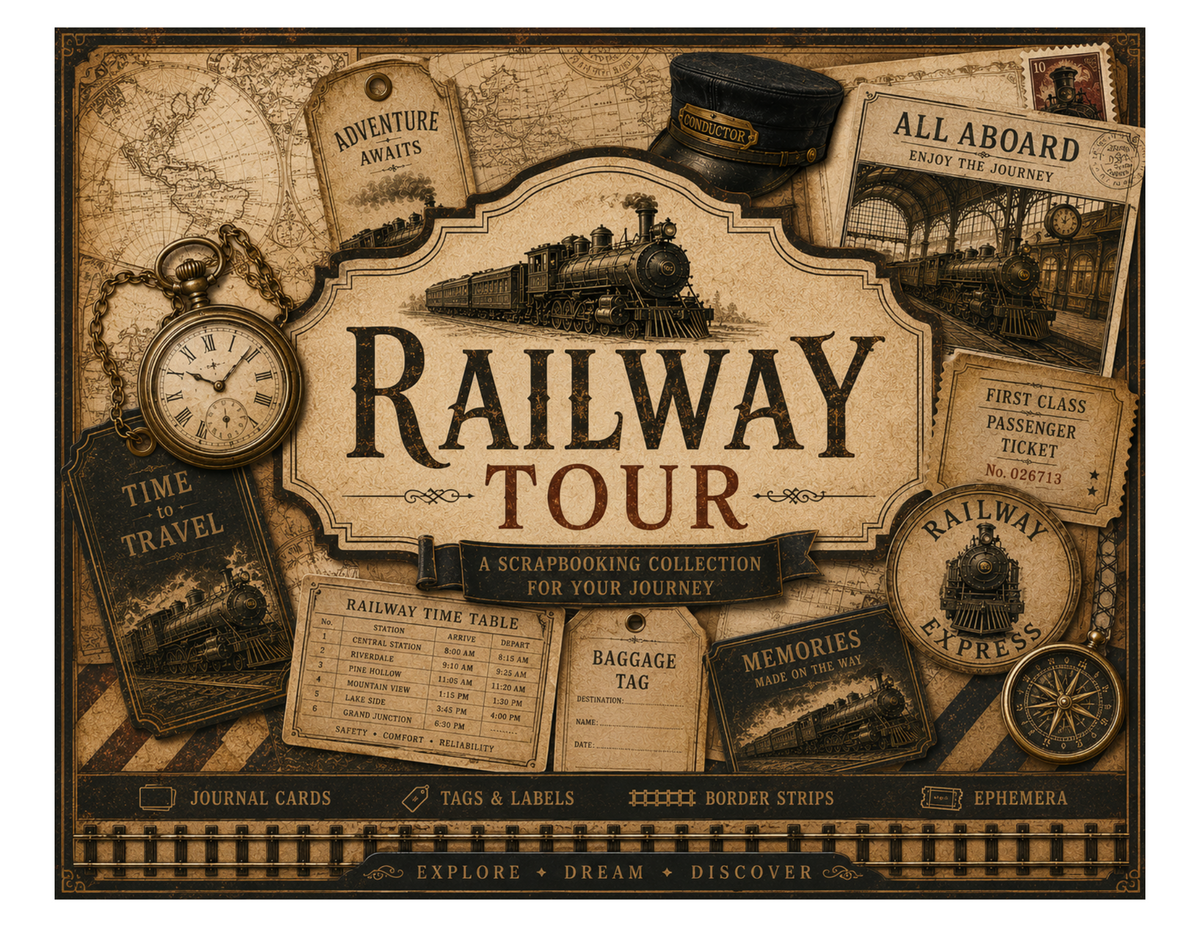 Railway Tour Themed Paper Pack